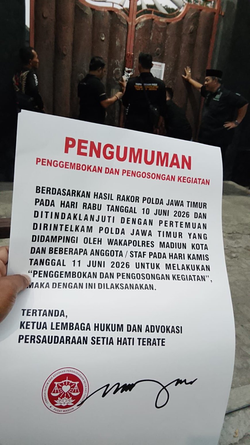 Jaga Kekhusukan 1 Suro, Pengurus Pusat Persaudaraan Setia Hati Terate Kosongkan dan Gembok Padepokan Agung Madiun
